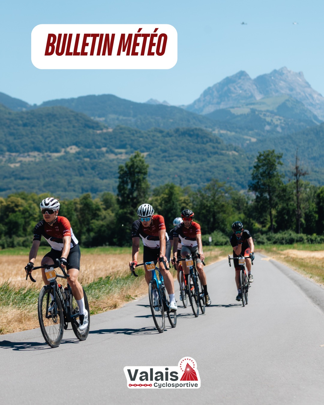 🌞 Il va faire beau, il va faire chaud ! 🌡

Malgré quelques nuages, le thermomètre affichera près de 30°C pour le Running. Pour la Cyclo, 20 à 24 degrés pour les départs alors que le mercure continuera de monter tout au long de la journée. Pensez à bien vous hydrater. 

On a hâte de partager ces beaux moments sportifs avec vous ! 🌄

𝐈𝐧𝐟𝐨𝐫𝐦𝐚𝐭𝐢𝐨𝐧𝐬 & 𝐢𝐧𝐬𝐜𝐫𝐢𝐩𝐭𝐢𝐨𝐧𝐬 ⤵️
✍️ https://cyclosportive-valais.ch

#CyclosportiveValais #Valais2026 #Cyclosportive #Cyclisme #Running #CourseÀPied #Sion #Valais #Suisse #Granfondo #RideInSwitzerland #RunningSuisse #RunInSion #RunValais #EKOI #SMH #CLSO